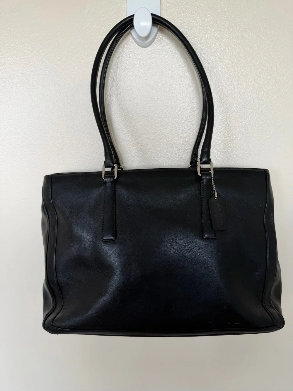 COACH Vintage H2S-9426 Black Leather Tote Computer Bag with Black Wristlet